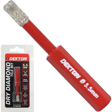 Dekton 5.5mm Brazed Diamond Hole Drill Tile Porcelain Marble Cutting Bit 1/4" (1/2)