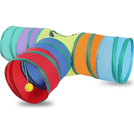 Foldable Rabbit Tunnel Toy Small Animal Toy Three-way Channel and Hiding Place Indoor Outdoor for Guinea Pigs Ferrets Chinchillas (1/5)