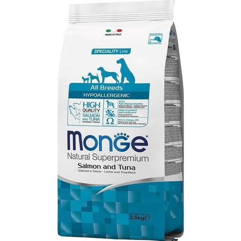 Monge Dog Natural Superpremium Adult Hypoallergenic All Breeds Salmone e Tonno - Monge Dog Natural Superpremium Adult Hypoallergenic All Breeds Salmone e Tonno - Sacco Da 2,5 Kg