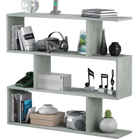 Libreria - Biblioteca Grigio Cemento 24x110x97h cm (1/10)