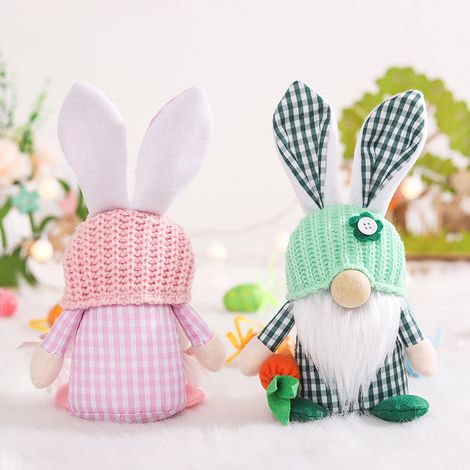 Décoration de Pâques : couple de poupées lapin et gnome, pour enfants et amis. Ornements de Pâques : poupées sans visage. (1/5)