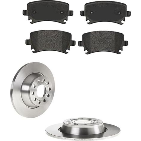 KIT FRENI POSTERIORI compatibile con SKODA SUCOMPATIBILE PERB II (3T4) - DISCHI + PASTIGLIE OEM: P 85 073 , P 85 114 / 17628 , 17547 , 18117 /SOSTITUZIONE DIRETTA/BASSA POLVERE/SILENZIOSO (1/5)