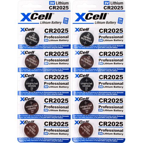10x CR2025 Lithium-Knopfzelle 3V / 170mAh (2x 5er Pack) (1/2)