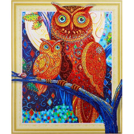 Tableau Diamant DIY Artisanat Mosaïque Strass Cristal Décor Coloré Maison Chambre (Hibou 2) (1/5)