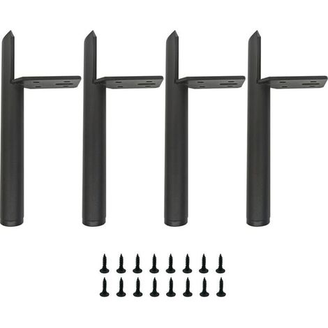Pieds de meubles en métal noir de 13 cm, pieds de table en métal, capacité de charge jusqu\'à 800 kg, adaptés pour canapé, table basse, meuble TV, lit et autres meubles