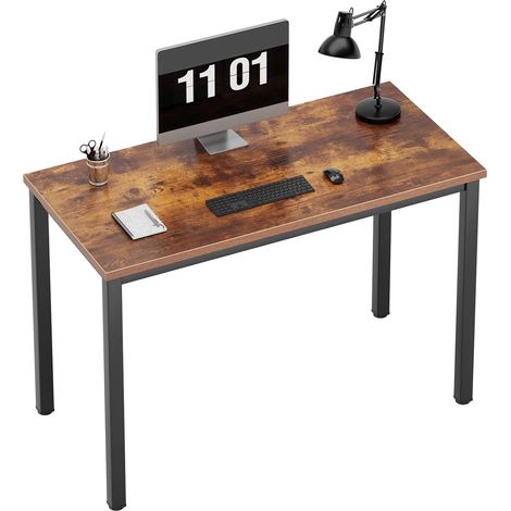 Soges Bureau d'Ordinateur Table d'Étude Bureau Informatiques Postes de Travail 100x60cm pour Bureau Salle à Manger Salon Cuisine,vintage et noir