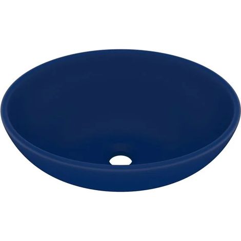 Vasque ovale de luxe, bleu foncé mat, 40 x 33 cm, céramique