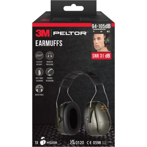 3M 3m orejeras acolchada optime ii h520a-1 7100334836 , (94-105 dB) SNR: 31 dBPROTECCIÓN AUDITIVA