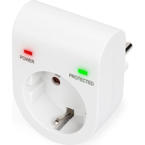 Parasurtenseur avec alimentation et prise de sécurité protégée par LED, 16 A, 3.500W, TÜV-GS, CE-LVD, blanc (1/2)