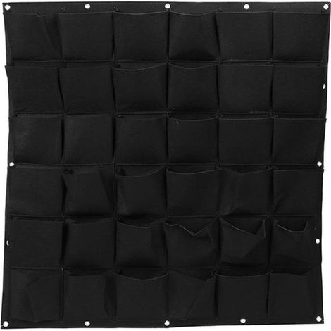 Sacs de plantation à 36 compartiments - Sacs de plantation verticaux - Sac à plantes - Jardinière suspendue - Jardinières d'extérieur - Noir - Tissu non tissé noir (1/5)