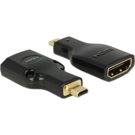 DeLOCK HDMI Micro-D/HDMI-A, M/F, 4K Micro-HDMI Negro
