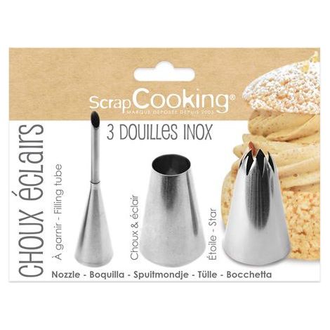 Scrapcooking Pack de 3 douilles choux éclairs Inox - 3700392418311 (1/3)