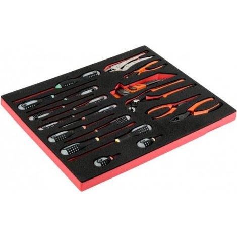 BAHCO - Jeu de pinces/tournevis, module mousse 3/3 Fit&Go - 19 pcs