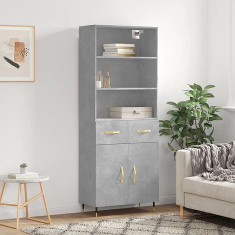 Highboard Concrete Grey 69.5x34x180 cm Engineered Wood vidaXL (1/5)