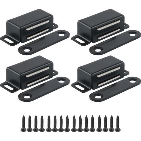 4.6 cm magnets for kitchen cabinet doors, magnetic latch for drawers and cupboards, stainless steel, black. (1/5)
