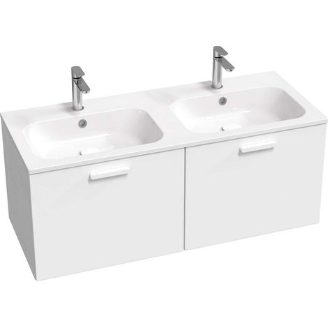 Ravak Chrome II - Mobile sottolavabo 120x47x49 cm, 2 cassetti, bianco lucido X000001779