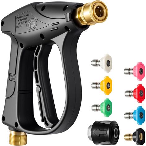LN COZY CORNER High Pressure Washer Gun 4000PSI Max, Short Jet Wash Gun with M22 14MM Hose Connector & 1/4 inch Quick-Connect Nozzles, Pressure Washer Handle for Car Washing and Patio Cleaning (1/5)