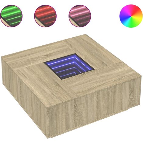 Maison Exclusive - Tavolino da Salotto con LED Infinity Rovere Sonoma 100x100x40cm