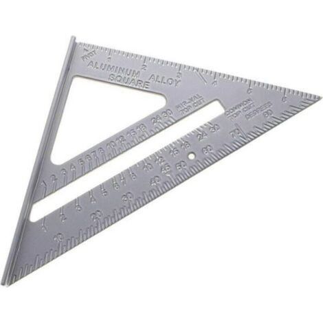 Carré de toiture en alliage d'aluminium, 7 "mesure d'angle de chevron Triangle d'angle de guidage rapporteur d'onglet mesure de cadrage charpentier outil de mesure de cadrage (1/4)