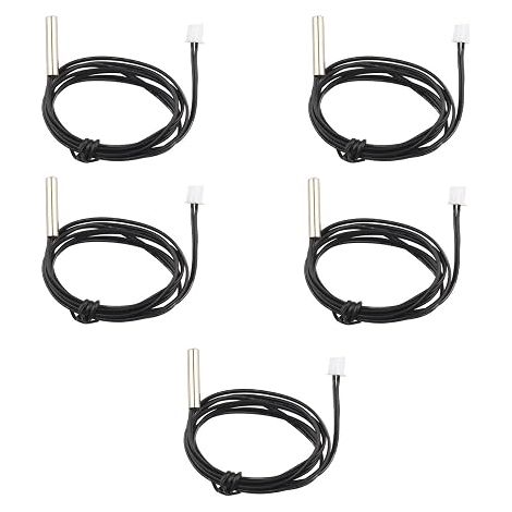 Lot de 5 sondes de capteur de température étanches NTC 10 K 1% 3950 Thermistor, câble d'extension de 1 m, détecteur de température, jauge pour climatiseurs de voiture/réfrigérateurs (1/4)