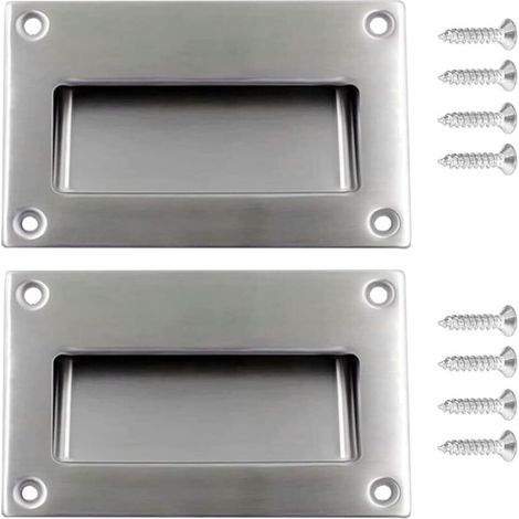 2er-Pack versenkte Türgriffe, Edelstahl-Schiebetürgriffe, unsichtbare Muschelgriffe mit Schrauben, rechteckiger Griff für Innentüren, Wandschränke, Griffe