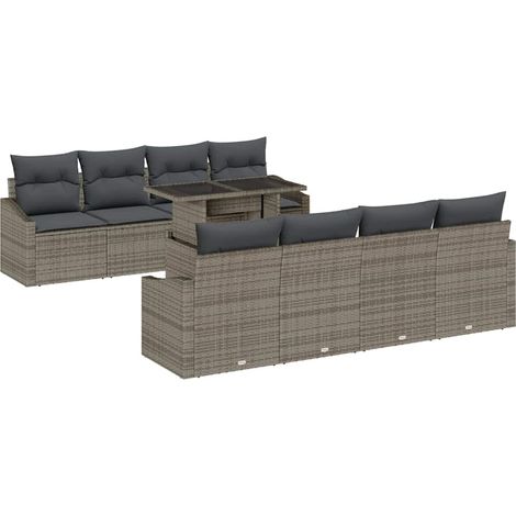 Maison Exclusive - Garten-Sofa-Set mit Kissen mit Speicher 9 pcs