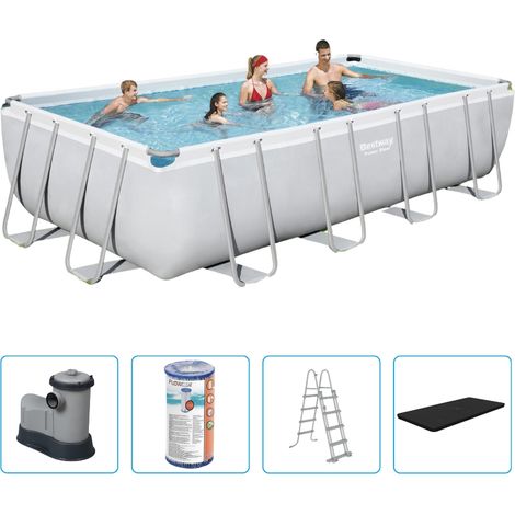 Piscine Bestway Power Steel - 549 x 274 x 122 cm - Rectangulaire - Avec pompe de filtration + accessoires (1/5)