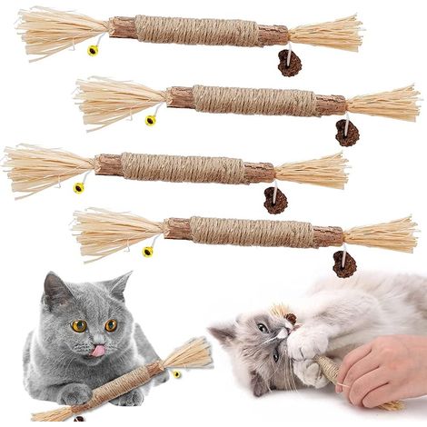 Bâton Mâcher Chat - Matatabi - 20 cm - Pour Nettoyage Dentaire et Stimulation Sensorielle - 4 Pièces (1/5)