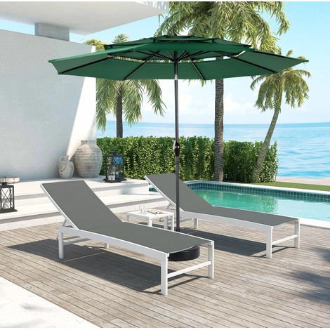 Parasol de jardin 10FT inclinable 3 niveaux vert OKMYHOME (1/5)
