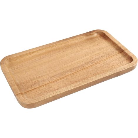 Petit Plateau de Service Rectangulaire en Bois d'Acacia 19x10,5cm – Plateau Tablette en Bois pour Sushi, Apéro, Cosmétiques, Bijoux – Rangement Cuisine Bureau (1/5)