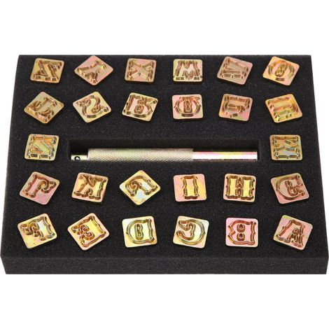 Juego de perforadoras de alfabeto vintage, 26 letras, 13 mm, herramienta de corte creativa