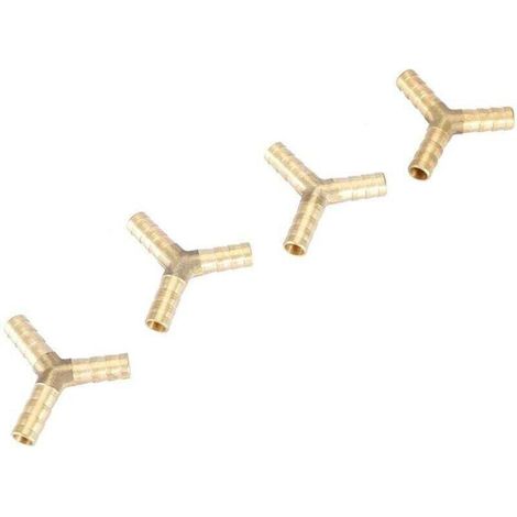 4pcs 8mm Connecteur Barbelé en Y en Laiton à 3 Voies, Raccord en T pour Jointure Raccord Air Gaz Eau (1/4)