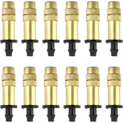 12 Pièces Buse en Cuivre Atomisation, Pulvérisation Réglable Goutteurs, Arroseurs Atomiseurs, Pulvérisateurs Systèmes de Brouillard pour l'Irrigation d'Arrosage de Jardin (1/5)