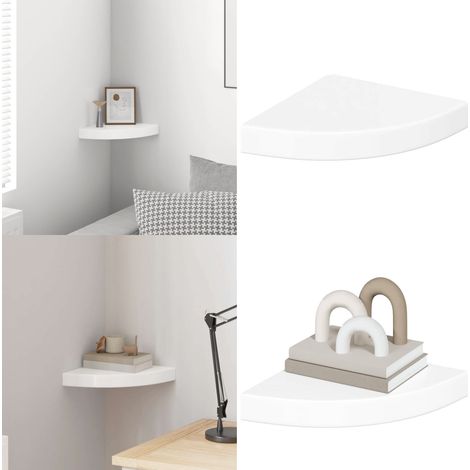 Étagère d'angle flottante blanc brillant 25x25x3,8 cm MDF - Étagère Murale - Étagère D'angle - Étagère Flottante - Rangement Mural - Décoration Murale - Home & Living (1/5)
