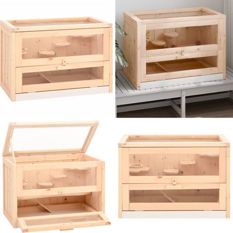 Cage à hamster 60x35,5x42 cm bois massif de sapin vidaXL (1/5)