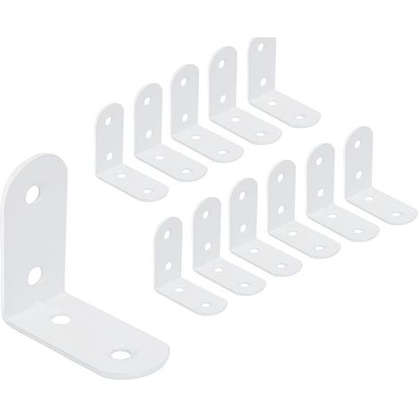 Set of 12 Stainless Steel Corner Brackets 40 x 40mm for Fixing Wooden Furniture, White (1/5)
