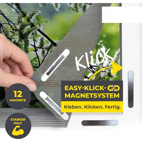Moustiquaire à velcro, convient aux fenêtres jusqu'à 150 x 130 cm  12 aimants pour une installation facile – sans perçage ni vis [Noir] (1/5)