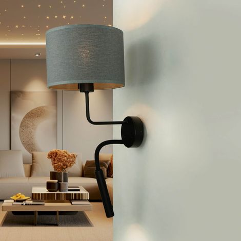 Wandlampe Grau Metall Stoff Modern HOTEL