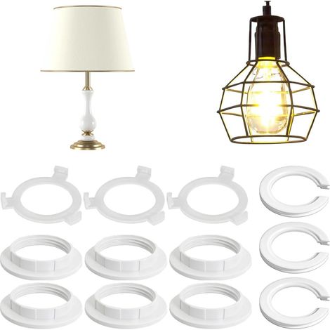 12 Pièces Adaptateur Abat Jour E27 Vers E14 Anneau Réducteur Abat Jour E27 vers E14 Blanc Plastique Anneau Adaptateur Abat jour Anneau Convertisseur d