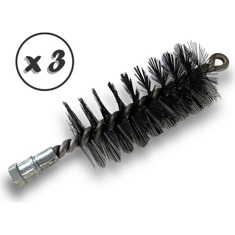 Lot de 3 Brosses à tube PRO ACIER Ø 60 mm Raccord M12175 femelle Ame en acier torsadé Nettoyage brossage tube et canalisation Kibros 41SCA60x3