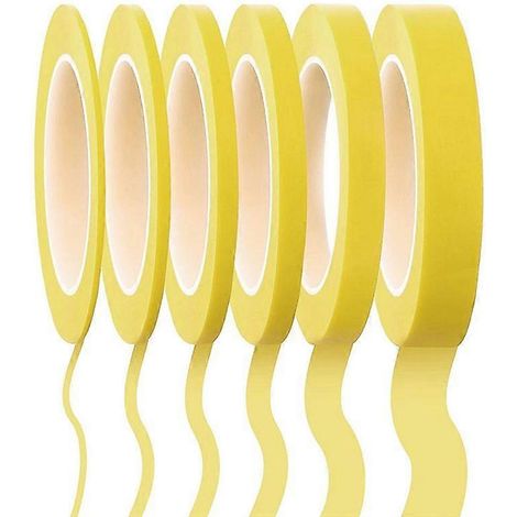Ruban de masquage fin 6 rouleaux, 1/16, 7/10, 1/8, 1/4, 1/2, 3/4 pouce x 55 yards, adhésif précis pour peinture et bricolage, lot multiple (1/5)