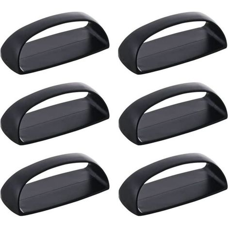 Lot de 6 poignées adhésives à coller sans perçage pour portes, fenêtres, placards et tiroirs, bouton de tirage, noir (1/5)