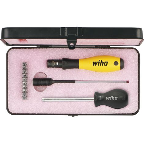 Wiha Juego de destornilladores dinamométricos TorqueVario®-S ESD 0,4-1,0 Nm en surtido, de 14 unid., con limitación del par de apriete de ajuste variable, incl. caja (43898) (1/2)