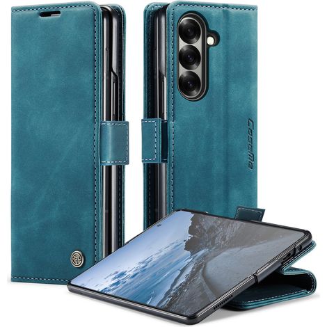 Funda Caseme para Samsung Galaxy Z Fold7 5G, funda tipo cartera de cuero, azul. (1/5)