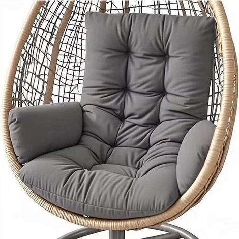 Coussins respirants, gris foncé, lavables, en forme d'œuf, adaptés aux hamacs, aux chaises berçantes et au mobilier de jardin intérieur et extérieur. (1/5)