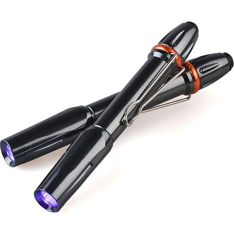 UV-Taschenlampe, Ultraviolett-Taschenlampe, Schwarzlicht-Stift, Lichtdetektor, 395 nm, UV-Taschenlampe, LED-Taschenlampe (2 Stück)