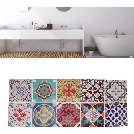 Adhesivos de PVC para azulejos – 10 unidades, 15 x 15 cm, antiadherentes, impermeables, estilo marroquí, para paredes y cocinas (1/5)
