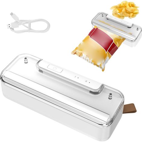 Sollbry Mini Scelleuse Thermique,Mini Scelleur de Sacs 2 en1 avec Cutter,Thermoscellant 2 en 1 Rechargeable,Mini Scelleur Sac Plastique Portable,pour Aliments (1/5)