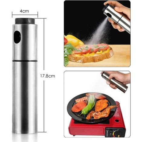 Pulverizador de aceite, dispensador de aceite de oliva INOX de 130 ml, pulverizador de aceite comestible/vinagre para ensalada de barbacoa, 1 pieza (1/4)