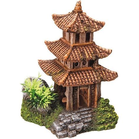 Asian Temple Aquarium Decoration 10x9x14.5cm Resin Freshwater Saltwater (1/3)